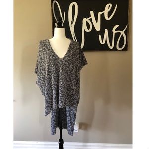 FREE PEOPLE blue and white poncho